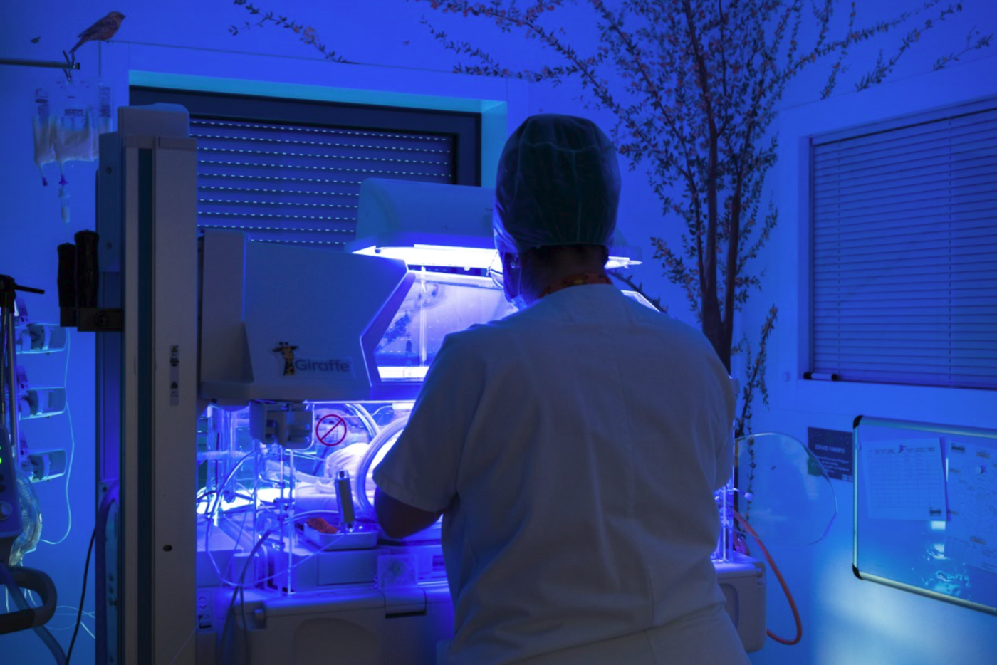 Sage-femme s'occupant d'un bébé en couveuse au CHSF